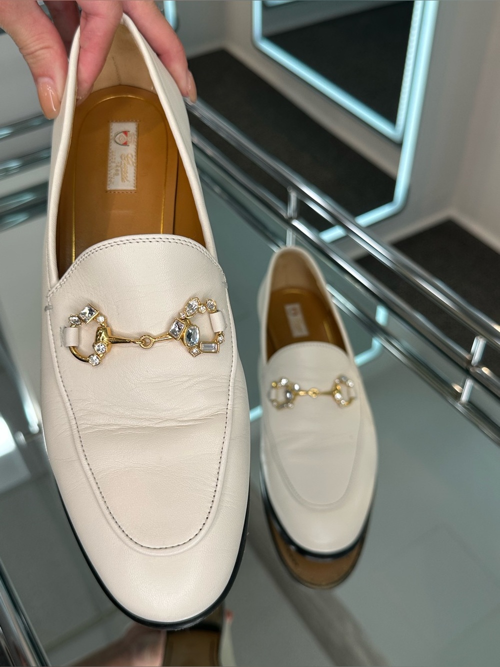 Gucci Jordaan crystal horse-bit Loafer